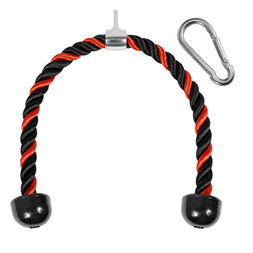 Yes4All Cuerda de tríceps roja y negra de 36 pulgadas, accesorio de cable negro, sistema de polea para gimnasio con mosquetón, accesorio para máquina de ejercicio