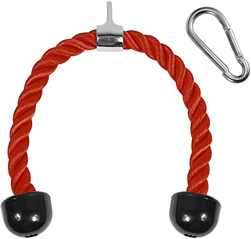Yes4All JXLX Cable tríceps, Accesorio de máquina de Ejercicio, desplegable-Longitud de Cuerda Pulgadas, Unisex, B. 27"-Rojo, Negro