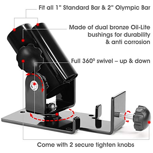 Yes4All LPL6 Deluxe T-Bar Row Plataforma – Full 360° giratorio y fácil de instalar – Se adapta a barras olímpicas estándar de 1 pulgada y 2 pulgadas, A, negro