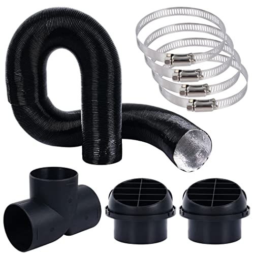YHomU 75 mm/2,95 pulgadas Car Heater Pipe Duct, Warm Air Outlet Vent Hose Clips T-shaped Tee Telescopic Hose Extendable Parking Vent Hose for Cars, Trucks, Ships, Heavy Machinery