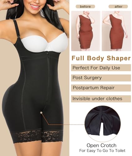 YIANNA Fajas Reductoras Mujer Body Reductor Colombianas Shapewear Moldeadora Control de Abdomen Posparto Lencería Moldeador Negro M 7212
