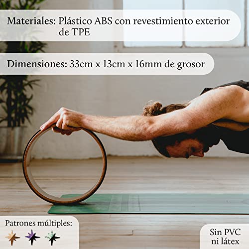 Yogi-Bare Rueda de Yoga Antideslizante Corcho de 33 cm para estiramientos - Mejora Tus Movimientos y Rojouce la tensión - Contribuye a un Mayor Equilibrio y flexibilidad - Palm Tree