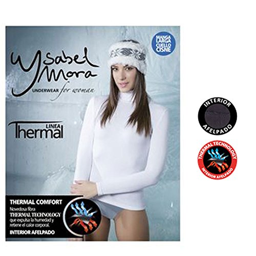 YSABEL MORA - Camiseta Manga larga térmica Cuello Alto, Blanco L