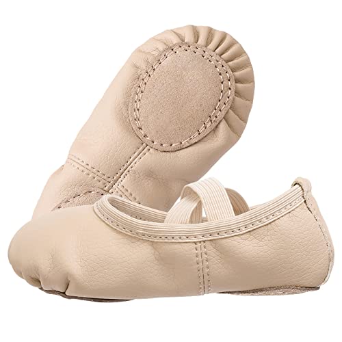 Zapatillas de ballet para niñas, zapatillas de ballet, gimnasia, zapatos de baile, suela de piel para niños y adultos, EU20-40, beige, 26 EU