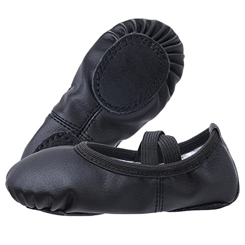 Zapatillas de ballet para niñas, zapatillas de ballet, gimnasia, zapatos de baile, suela de piel para niños y adultos, EU20-40, Negro , 27 EU