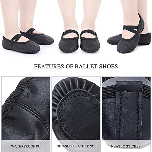 Zapatillas de ballet para niñas, zapatillas de ballet, gimnasia, zapatos de baile, suela de piel para niños y adultos, EU20-40, Negro , 27 EU