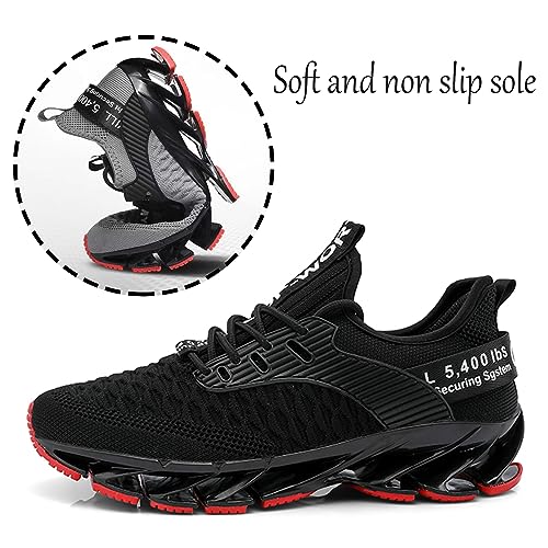 Zapatillas de Deportes Hombre Mujer Zapatos Deportivos Running Zapatillas para Correr Ligero y con Estilo Negro Blanco Gris Dorado 18 Black Red 44