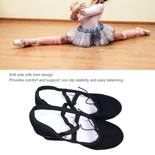 Zapatos de Baile para Niños con Suela Suave, Material de Lona para Práctica de Actuación, Ballet de Danza étnica China Lírico Contemporáneo Moderno, Negro