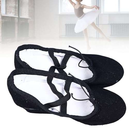 Zapatos de Baile para Niños con Suela Suave, Material de Lona para Práctica de Actuación, Ballet de Danza étnica China Lírico Contemporáneo Moderno, Negro
