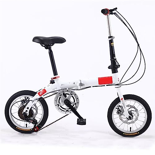 ZDXC Bicicleta Plegable de 14 Pulgadas, Bicicleta Compacta Portátil para Estudiantes de 5 Velocidades, Bicicleta Urbana Ligera para Hombres, Mujeres, Niños, 4 Colores