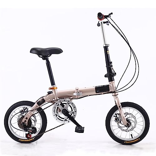 ZDXC Bicicleta Plegable de 14 Pulgadas, Bicicleta Compacta Portátil para Estudiantes de 5 Velocidades, Bicicleta Urbana Ligera para Hombres, Mujeres, Niños, 4 Colores
