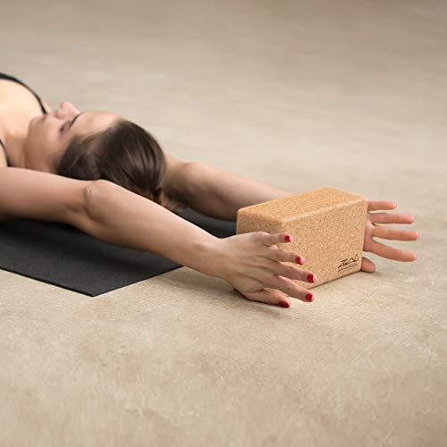 ZenYogaWedge Bloques de corcho para yoga (2 unidades, material 100% natural, material de primera calidad, ladrillos profesionales para clases de yoga, pilates, ejercicio en casa, fitness, agarre