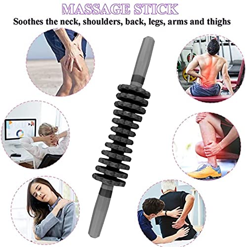 Zhihui Rodillo de masaje – 12 rollos de rodillo trasero con mango antideslizante | dispositivo de masaje ligero para los músculos de las piernas, la espalda, el abdomen, la cintura y los muslos