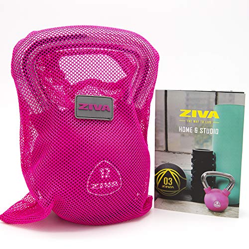 ZIVA Chic Studio - Kettlebell de 4Kg a10Kg. Pesa Rusa de Acero con Revestimiento de Goma, Color Rosa (12)