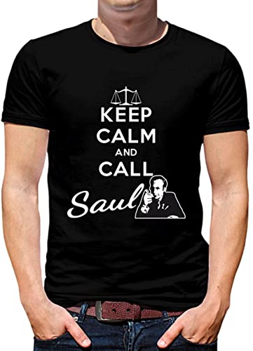 0087 - Camiseta Keep Calm and Better Call Saul - Paranoia Records (as4, Alpha, m, Regular, Regular, Estándar, Negro, M)