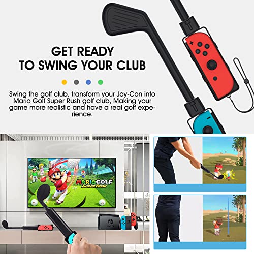 10 en 1 Switch Sport Accesorios de Juego, Kit de Accesorios para Juegos Nintendo Switch: Palo de golf para Mario Golf, Raquetas de Tenis/Bádminton, Correas para Piernas de Fútbol, Muñequeras de Baile