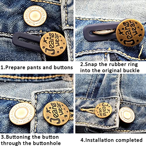 10 Piezas Extensor De Cintura, Botones de Extensión de Metal Ajustables Para Jeans Pantalones, Azul