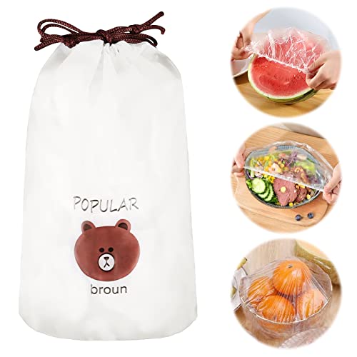 100 bolsas de plástico reutilizables para alimentos, con goma elástica, para conservación de alimentos, conservación de frutas, gorros de ducha