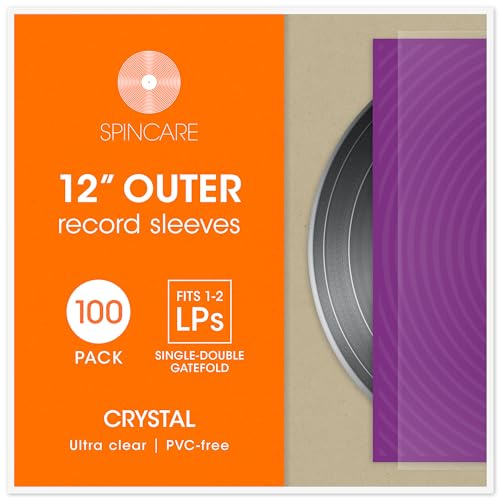 100x Fundas De Vinilo Standard Transparentes LP 33 RPM | Crystal para Solo Doble Fundas | Exteriores Fundas Plastico Protectoras