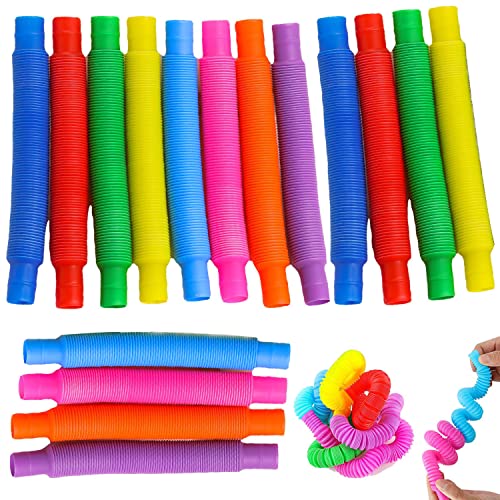 16 Piezas Mini Pop Tubes Elástico Multicolor Juguetes Sensoriales de Tubo educativos Tubo Pop Fidget Juguete Sensorial de Tubos Pop para el Estrés, Autismo, TDAH y Ansiedad