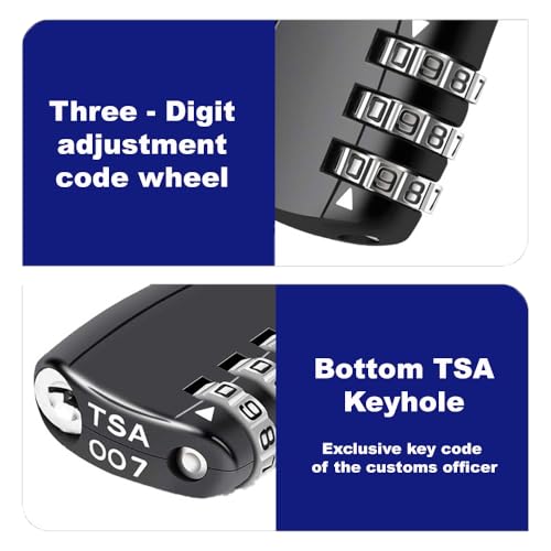 2 Candados de Equipaje con Cerradura TSA, [ Versión Nueva ] Candado Seguridad para Viaje, Cerradura con Combinación 3 dígitos para maleta, mochila, equipaje (Color Negro)