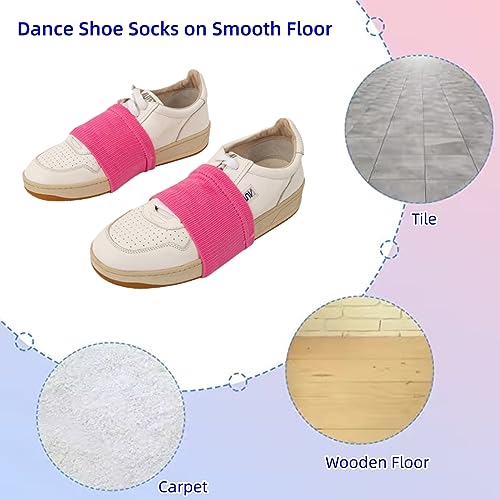 2 pares de calcetines para zapatos de baile en suelos lisos sobre zapatillas de deporte, cubierta para zapatos de baile, bailarinas de ballet, Rosa., Talla única
