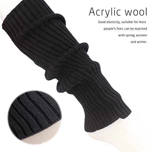 2 pares de calentadores de piernas de punto de invierno, leggings de lana de otoño e invierno, guantes elásticos para piernas en blanco y negro, medias de 40 cm, adecuadas para otoño e invierno.