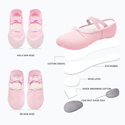 2 pares de zapatillas de ballet, zapatillas de ballet de lona, ​​zapatos de práctica de baile para niños, suela blanda, sin punta de cuero, zapatos con garra de gato, zapatos de baile para estudiantes