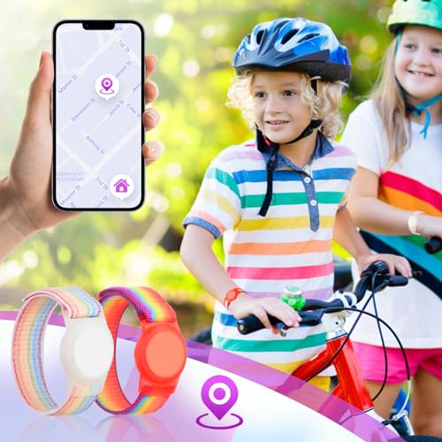 2 Piezas Pulseras GPS Niños Compatibles con Apple Airtag, Pulsera Niños Antipérdida Airtag de Nylon, Protección per Ancianos, Niños, Niñas, Adultos, Pulsera GPS Localizador de Seguridad Antirrozaduras