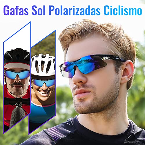 2 Piezas Sol Polarizadas Ciclismo, Gafas de Sol Deportivas para Hombre Mujer, Gafas de Sol Hombre Polarizadas UV400, Gafas de Ciclismo,Para Correr Conducir Pesca Golf