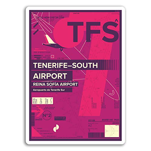 2 x 10 cm Aeropuerto Tenerife Sur TFS pegatinas de vinilo - España del viaje del # 17437 (10 cm de altura)
