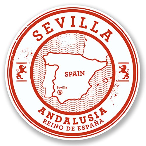 2 x 10 cm Sevilla Sevilla España Pegatina Vinilo de Viaje Equipaje Etiqueta Regalo # 6580 – 10 cm x 10 cm