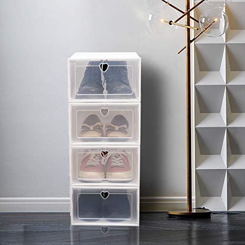 20 Cajas de Zapatos de Plástico Apilables con Tapa Transparente, Cajas de Almacenamiento para Zapatos