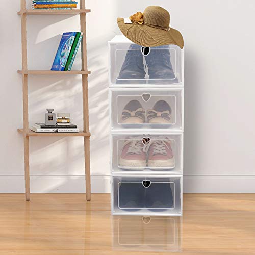 20 Cajas de Zapatos de Plástico Apilables con Tapa Transparente, Cajas de Almacenamiento para Zapatos