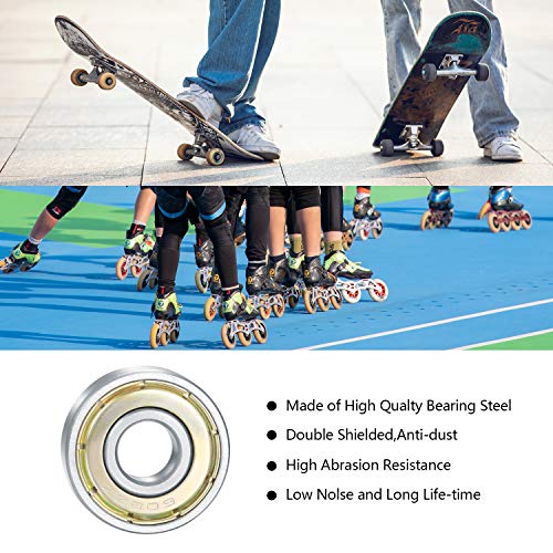 20 Piezas 608 ZZ Rodamientos de Bolas, 8x22x7 mm Doble Metal Shields Rodamientos Rígidos de Bolas, Rodamientos Skateboard para Patines, Patinetas y Scooters