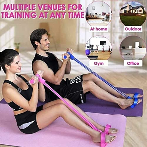 21 Fitness Resistance Bands-4 Tube Pedal Ankle Puller - Functional Resistance Training Band with Handles, Tension Rope For Exercise, For Abdomen, Waist, Arm, and Leg Stretching Training (Grey Green)