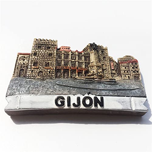 3D Gijon Asturias España - Imán para frigorífico, regalo de recuerdo para refrigerador, colección de pegatinas magnéticas