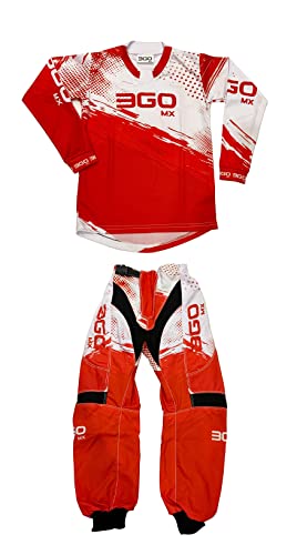 3GO KIDS MX RACE SUIT New Motorbike Motocross Clothing Quad Kart ATV Child MTB BMX Pit Dirt Bike Racing Sports Junior Pant Shirt Kit -Red-5-7-22