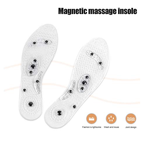 4 pares, plantillas de terapia magnética, 8 lavado de masaje magnético, plantillas profesionales reutilizables para estimular la circulación sanguínea (blanco)(L)