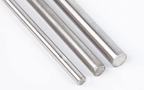 5 varillas redondas de acero inoxidable 304, 8 mm x 250 mm, varillas de eje sólido, barra de torno redonda sólida, color plateado