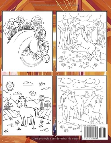 50 CABALLOS PARA PINTAR Y COLOREAR | Libro cuaderno de actividades para niños y niñas apasionados por los animales y el mundo equino: Libro infantil ... y fomentar su creatividad y desarrollo mental