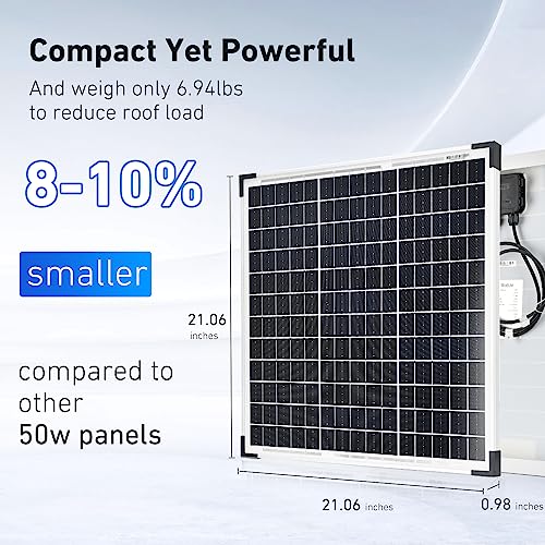 50W Solar Panel Kit 12V Módulo Monocristalino de energía fotovoltaica con regulador de carga, cables solares y "Z" Soportes para Autocaravana, Cobertizos, Barco, Campervan