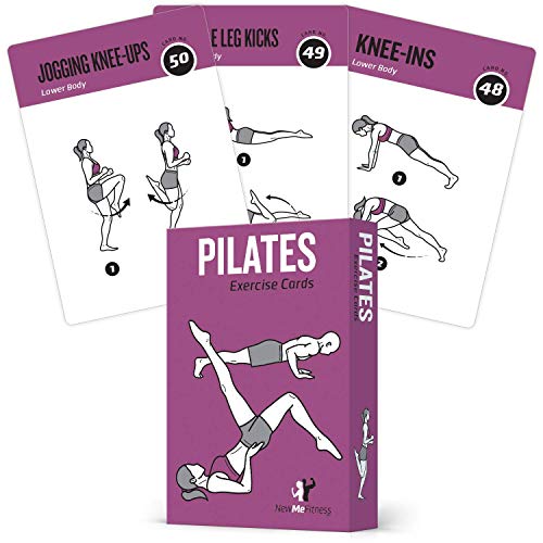62 exercise cards for pilates for women and men: for home, gym or study: 50 mat exercises, 12 stretches, 6 total training routines