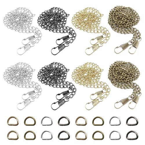 8 piezas Cadenas para Bolsos Viene con 16 anillos en D Crochet Cadenas para Bolsos oro Viejo DIY Cadena de Repuesto para Bolso con Cierres Adecuado para Mochila Individual