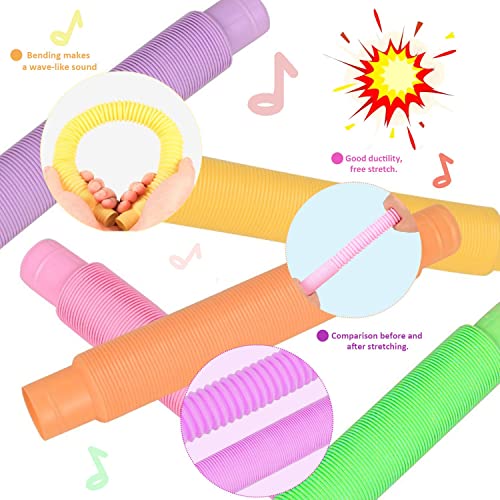8 Piezas de Tubos Multicolores retráctiles, Juguetes sensoriales Pop, Tubos de Punta de Dedo de Bricolaje, Manguera de plástico, Manguera Flexible Divertida (Enviar Bolsa de Almacenamiento)