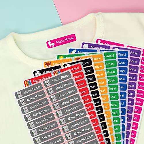 96 Etiquetas para ropa personalizadas Stikets® con 1 línea de texto para marcar todas las prendas de los niños para el cole o la guardería