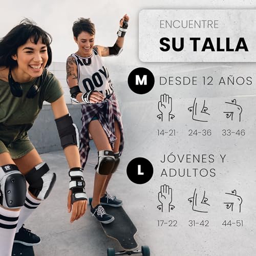 99FLIPS Protecciones Patines Adulto y Jóvenes - Protecciones Skate Adulto Set Patines 4 Ruedas - como Equipo de Protección Skateboard - Patines en Linea Adulto - Dive Talla M Morado