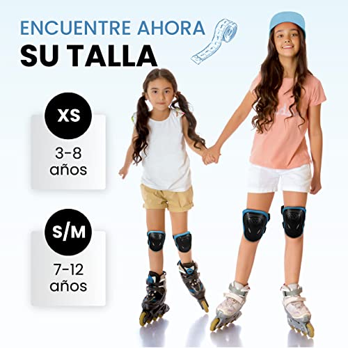 99FLIPS Protecciones Patines Niña - Protecciones Skate niño - Rodilleras Patines niña - Protectores Patines niña - BMX, Patinaje en línea, Skateboard - Grind XS Azul