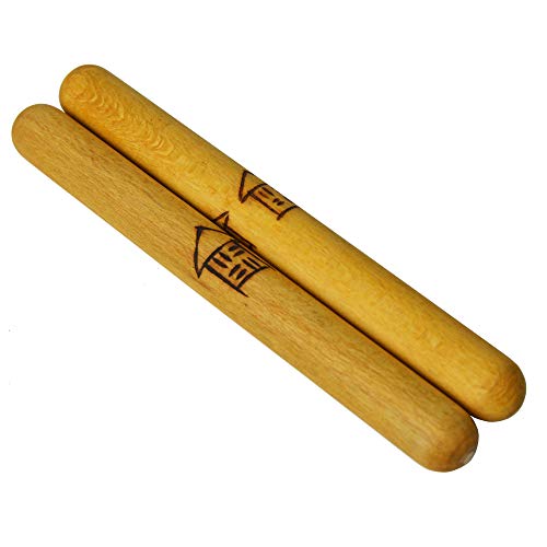 A-Star Claves de madera grandes hechas a mano - 2 piezas/par - 23 cm - Palos de ritmo de mano, instrumento de percusión de madera