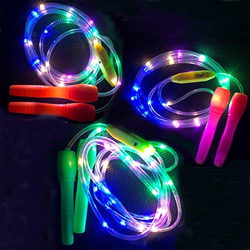 A/A Comba luminosa para niños, hombres y mujeres, fitness con mangos antideslizantes y luces LED colores